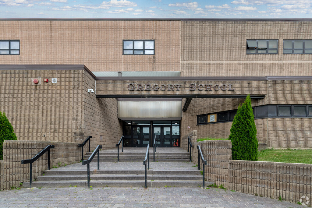 Main entrance to the Gregory Elementary School in Trenton NJ.