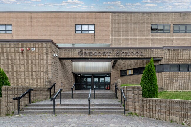 Main entrance to the Gregory Elementary School in Trenton NJ.
