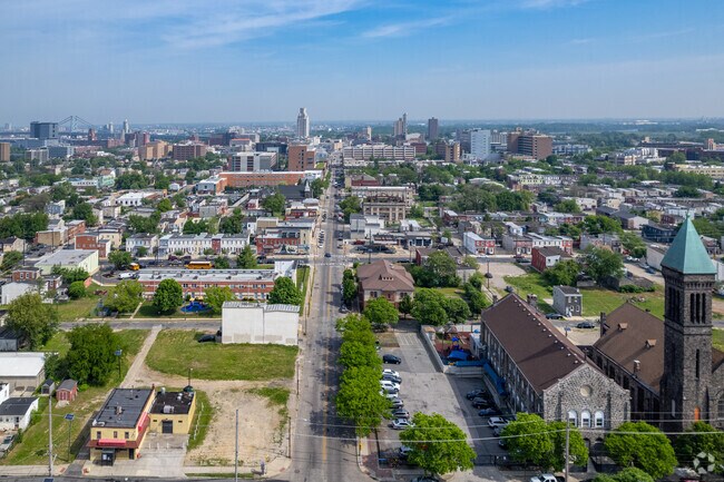 An overview of Broadway from the Bergen Square neighborhood in Camden, NJ.