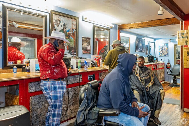 Local Merill entrepreneurs congregate at the Lovely Dreams Hair studio.