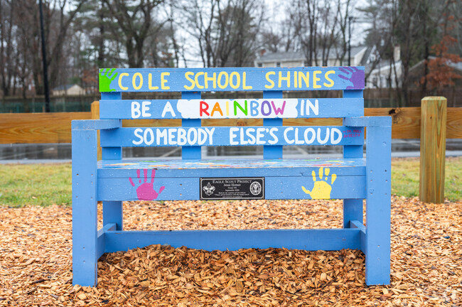 Rest on the bench at Grace Farrar Cole Elementary School in Norwell