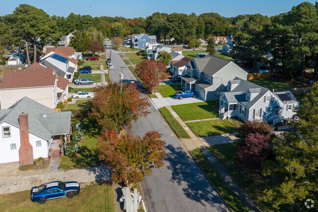 Looking northeast over the homes of Brandon Place toward the airport.