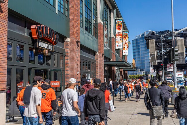 Mission Bay's Oracle Park becomes a hub of orange and black on Giants game days.