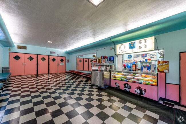 The lobby of the iconic Linda Theater offers patrons a variety of concessions.