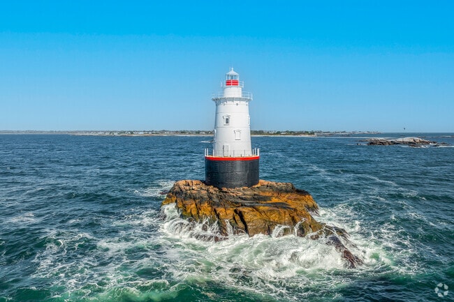 From the Atlantic, Little Compton's iconic lighthouse is visible.