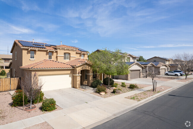 Homes with solar panels can be seen throughout the South Gilbert neighborhood.