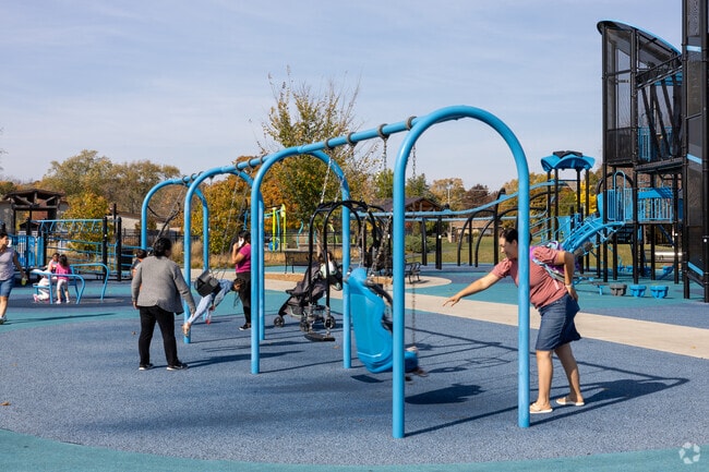 Corrine J. Rose Park features swing sets and a large playground in Waukegan.