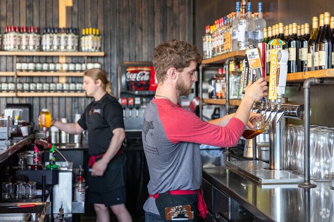 Stop by Charred Burger + Bar for good times with friends near Leawood West.