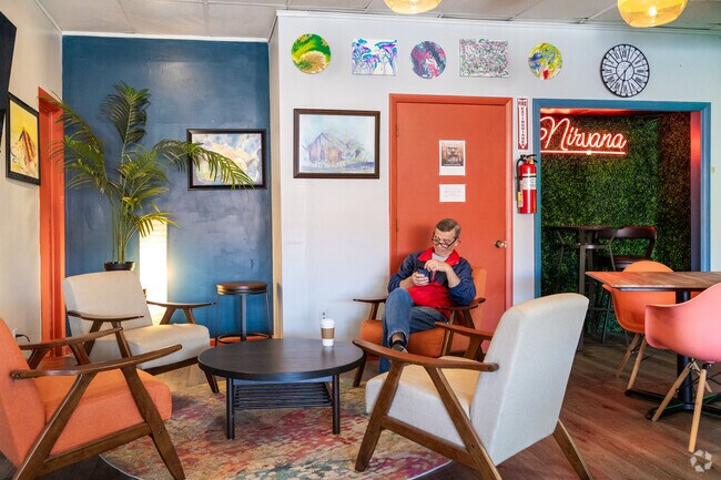 Grab a pick-me-up at Nirvana Coffee Bar and Game Lounge near Harrison.