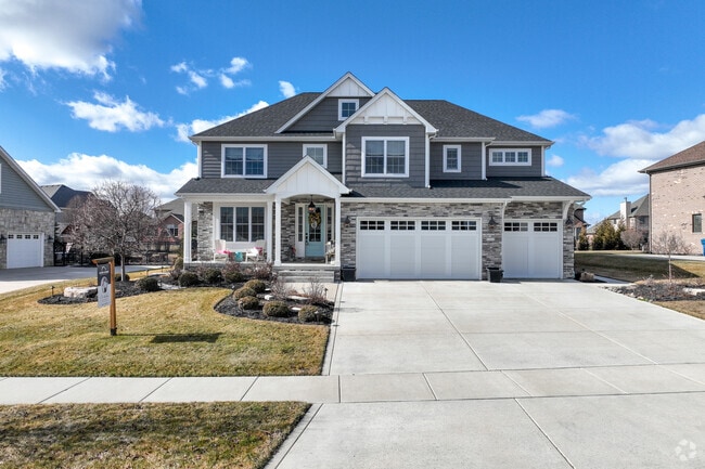 New modern homes with three car garages can be found throughout St. John.