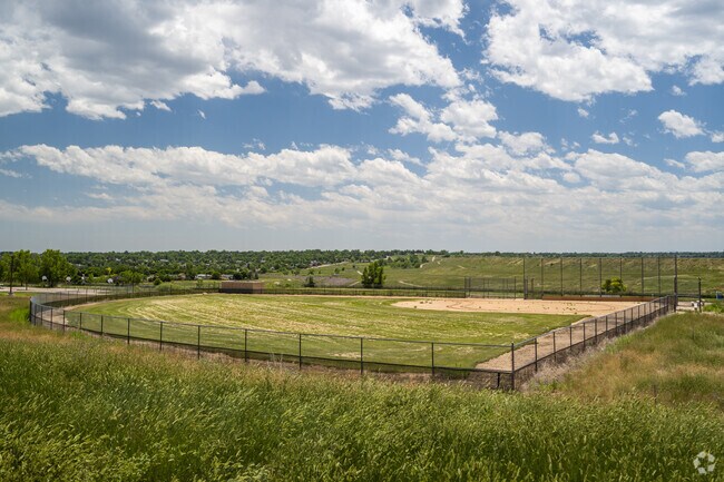Sports fields at Wayne Carle Middle School in Broomfield, Colorado.