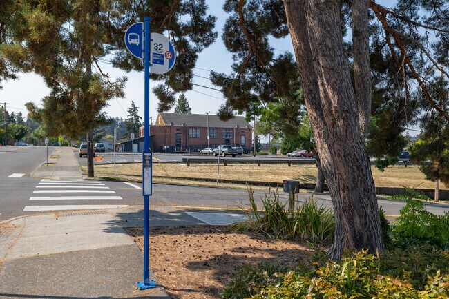 Bus stops can be found throughout the McLoughlin neighborhood.