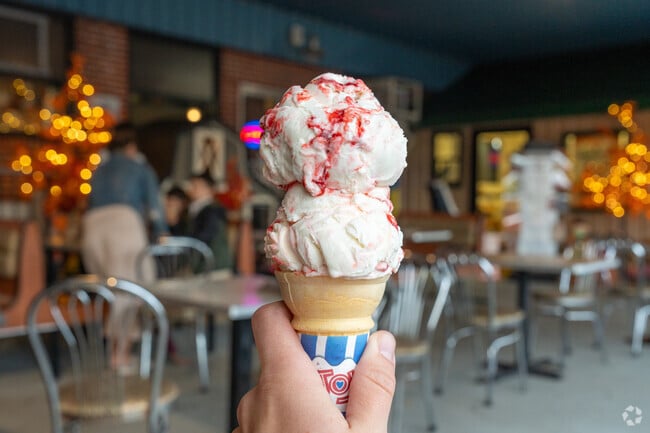 Try the strawberry cheesecake ice cream at Longacres Modern Dairy Farm in Washington Township Berks.