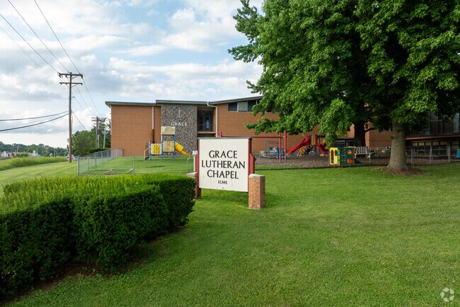 Grace Chapel Lutheran School has a large playground on top of the hill on campus.