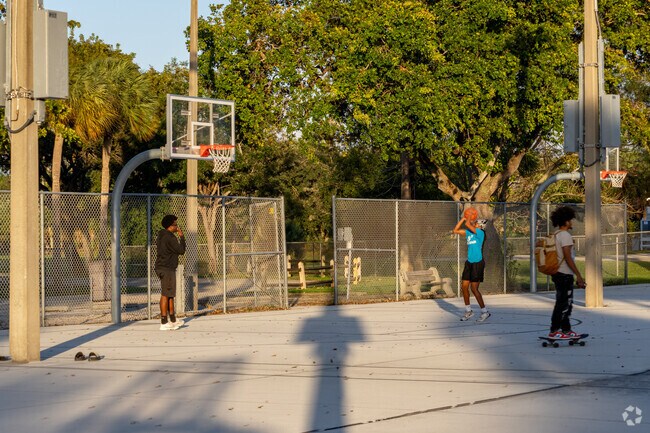 Local Forest Hill residents can be found shooting hoops at the nearby basketball court.
