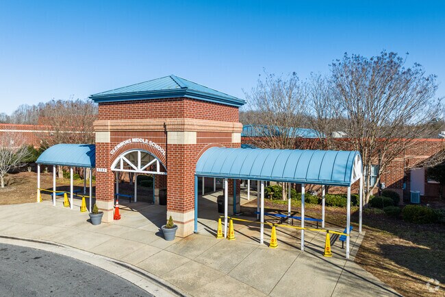 Clemmons Middle School showcases a modern entrance.