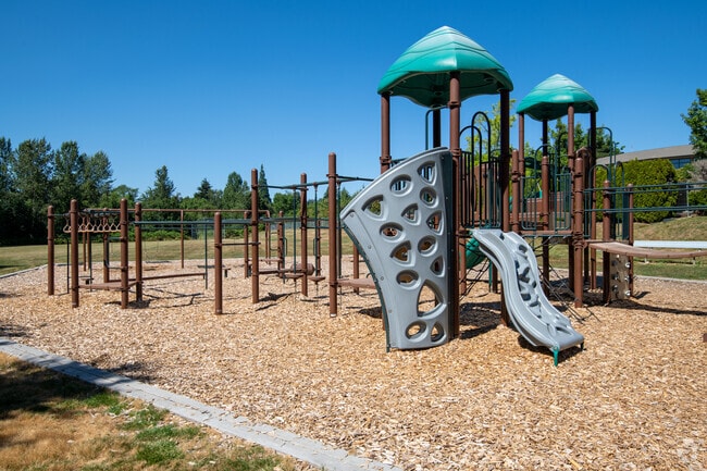 lower playground area with some climbing spaces at St. John Fisher School.