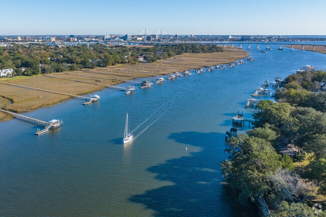 Boaters enjoy riding on their boats on a sunny day in the James Island neighborhood.