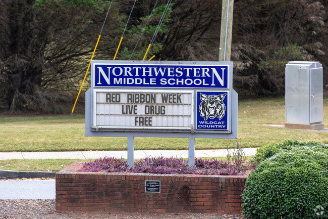 Northwestern Middle School has a Reading Proficiency of
74%.
