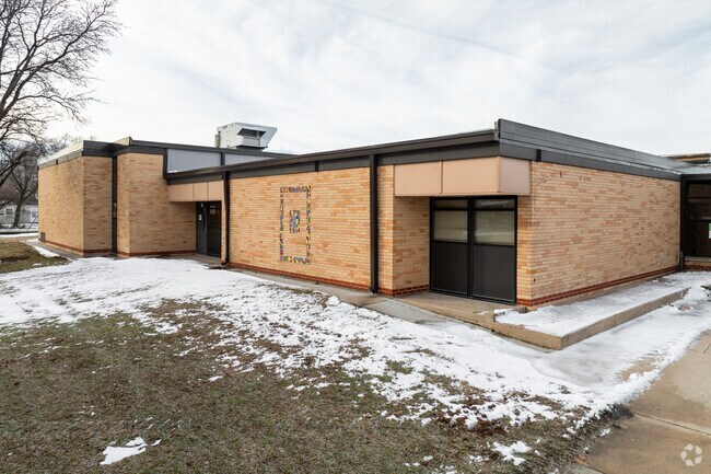 The building for Payne Elementary School is made of yellow brick.