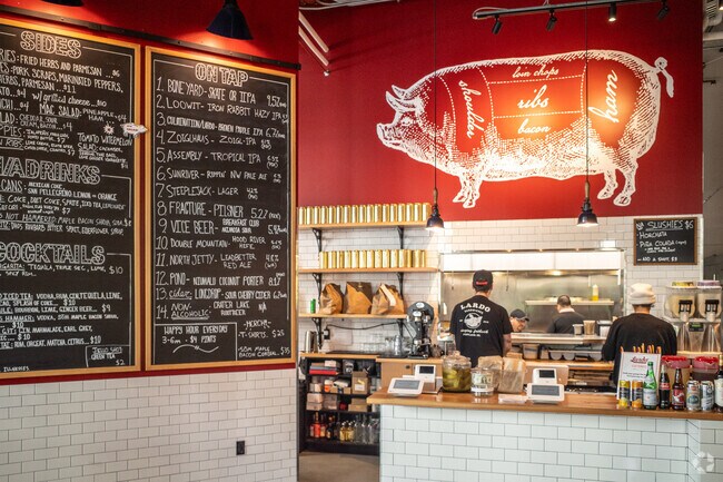 Dine on Fine Swine at Lardo in Mercato Grove Nearby the Westlake Neighborhood.