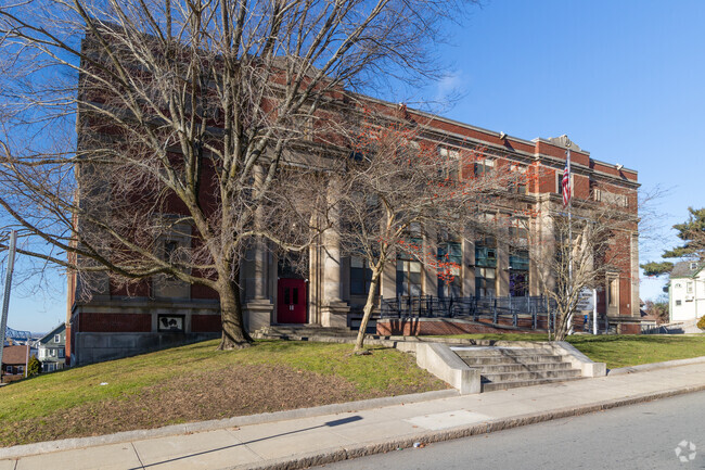 Left side of Resiliency Preparatory Academy in Downtown Fall River, Massachusetts.