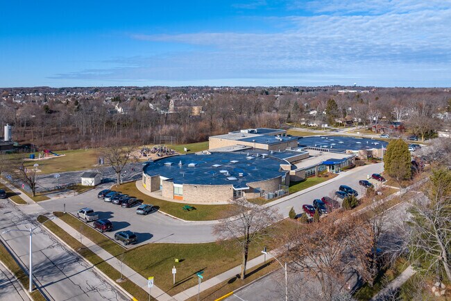 An aerial of Westlawn Elementary School in Cedarburg.