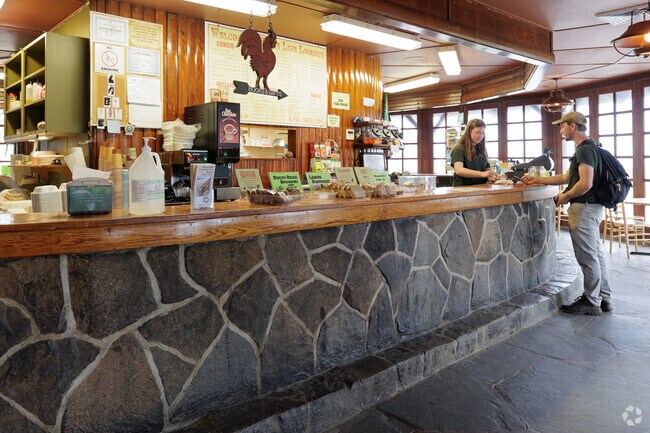 Hungary hikers enjoy the friendly service at the State Line Cafe in Alpine, NJ.