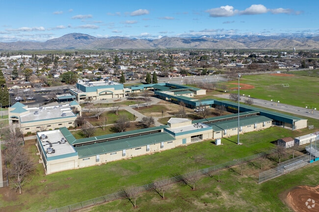 A scenic view of Citrus Middle School in Orange Cove.