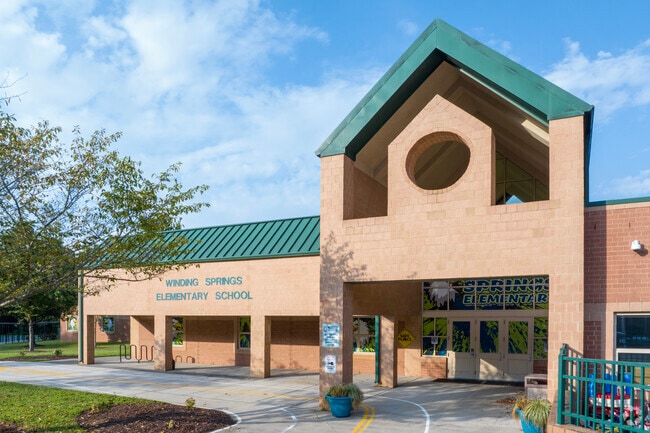 Winding Springs Elementary is in the Nevin Community near West Sugar Creek of Charlotte.