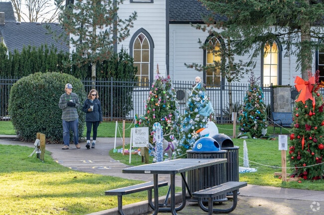 Take a morning stroll with a warm coffee in hand while enjoying the sight of beautifully decorated Christmas trees.