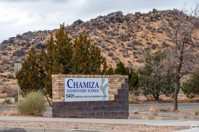 Chamiza Elementary School street sign.