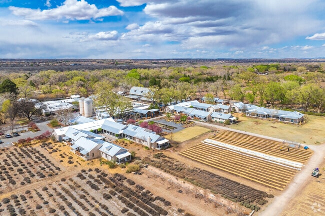 The Los Poblanos Inn features 45 guest rooms and lavender fields which bloom in late May.