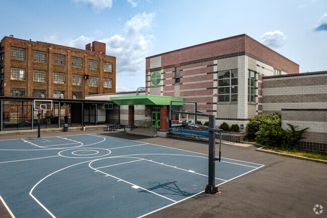 The outdoor basketball court at Oliver Street School, Newark, NJ.