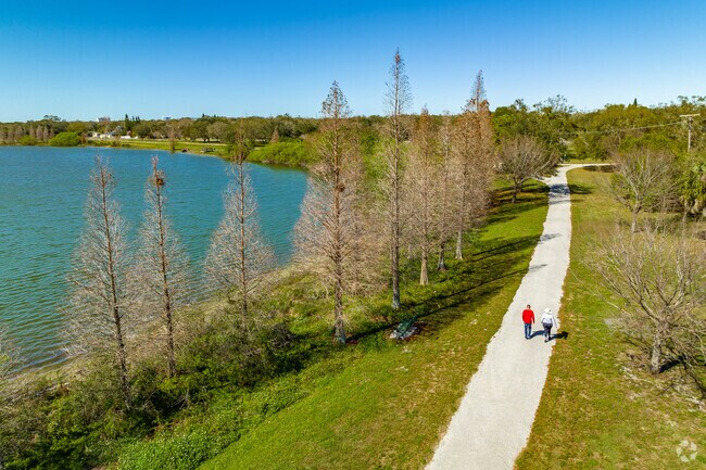 Walking path/trail along the lake in Gadsden Park.