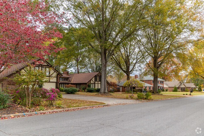 Creekwood has a variety of architectural styles including Tudor homes.