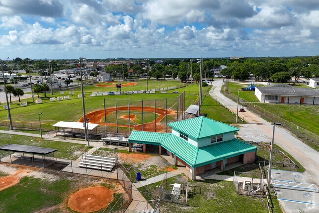 Mila Elementary's sports complex has two baseball fields where Merritt Island folks gather.