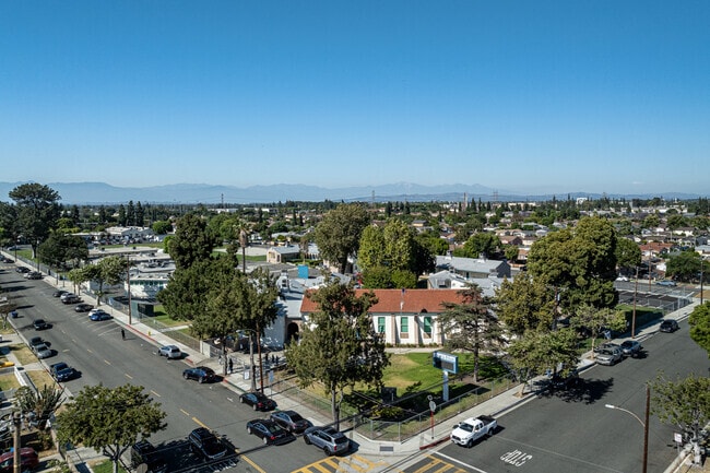 An aerial view of Lincoln Elementary School in Paramount.