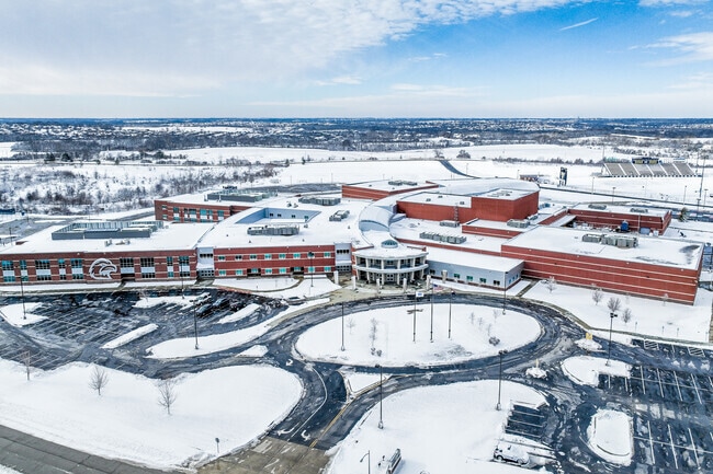 An aerial view of Liberty North High School.