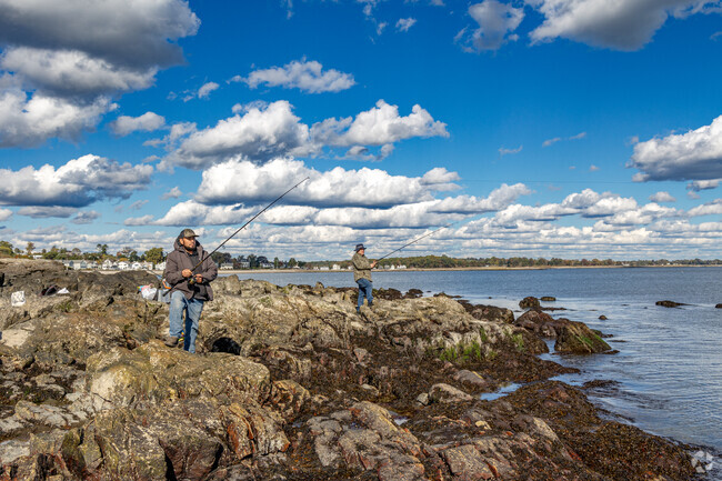 Compo Beach, south of Coleytown, is a popular spot for fishing and coastal relaxation.