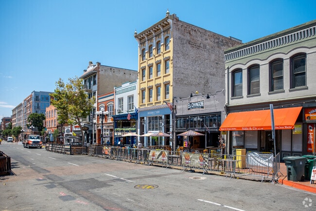 Gaslamp Quarter in Downtown San Diego is made up of converted historic buildings.