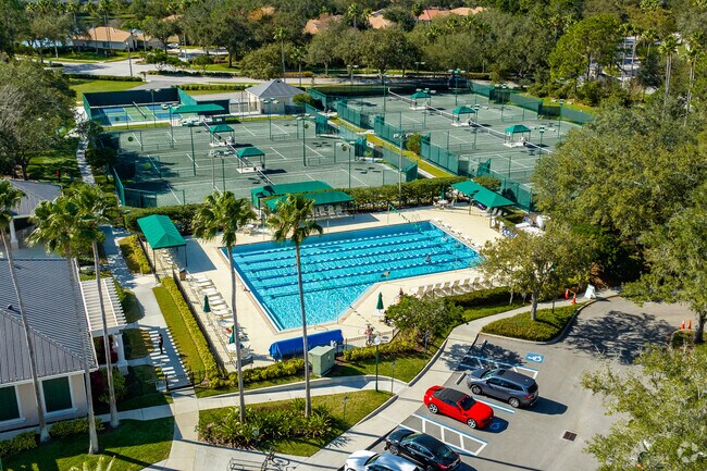 The Arbor Green community center features a lap pool and tennis courts.