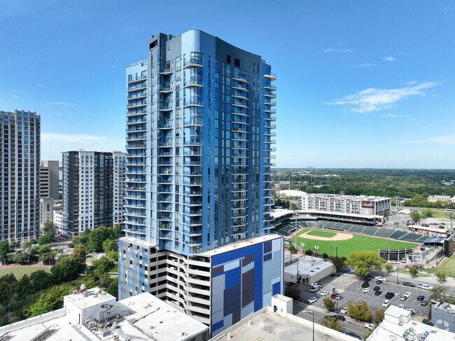 A great view of Knights Stadium can be seen from the "Blue Building" in Second Ward.