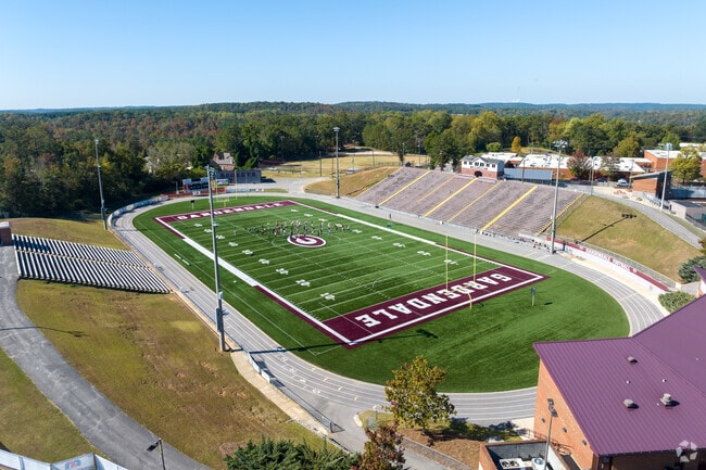 Grey, Maroon line the football field at Gardendale High School.