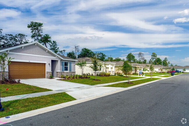 New homes in the Mims neighborhood feature elegant landscaping.