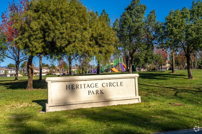 The signage at the entrance of Heritage Circle Park proudly displays its name
