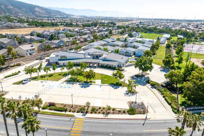 David W. Long Elementary School presents an aerial view, showcasing its vibrant environment.