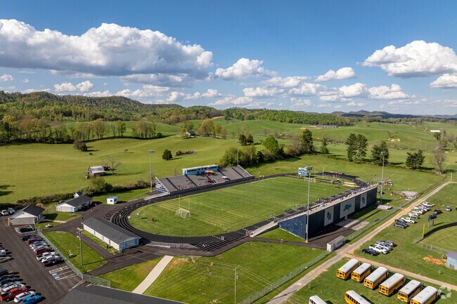 Patrick Henry High School features a football stadium that gets lively on Friday nights.