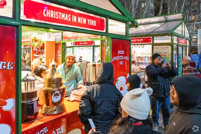 Hot cider is a must-have at The Bryant Park Holiday Market on New York City.