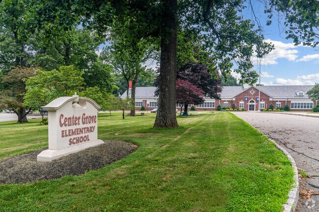 Front entrance and sign of Center Grove Elementary School.